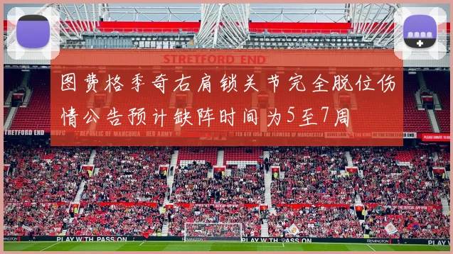 图费格季奇右肩锁关节完全脱位伤情公告预计缺阵时间为5至7周